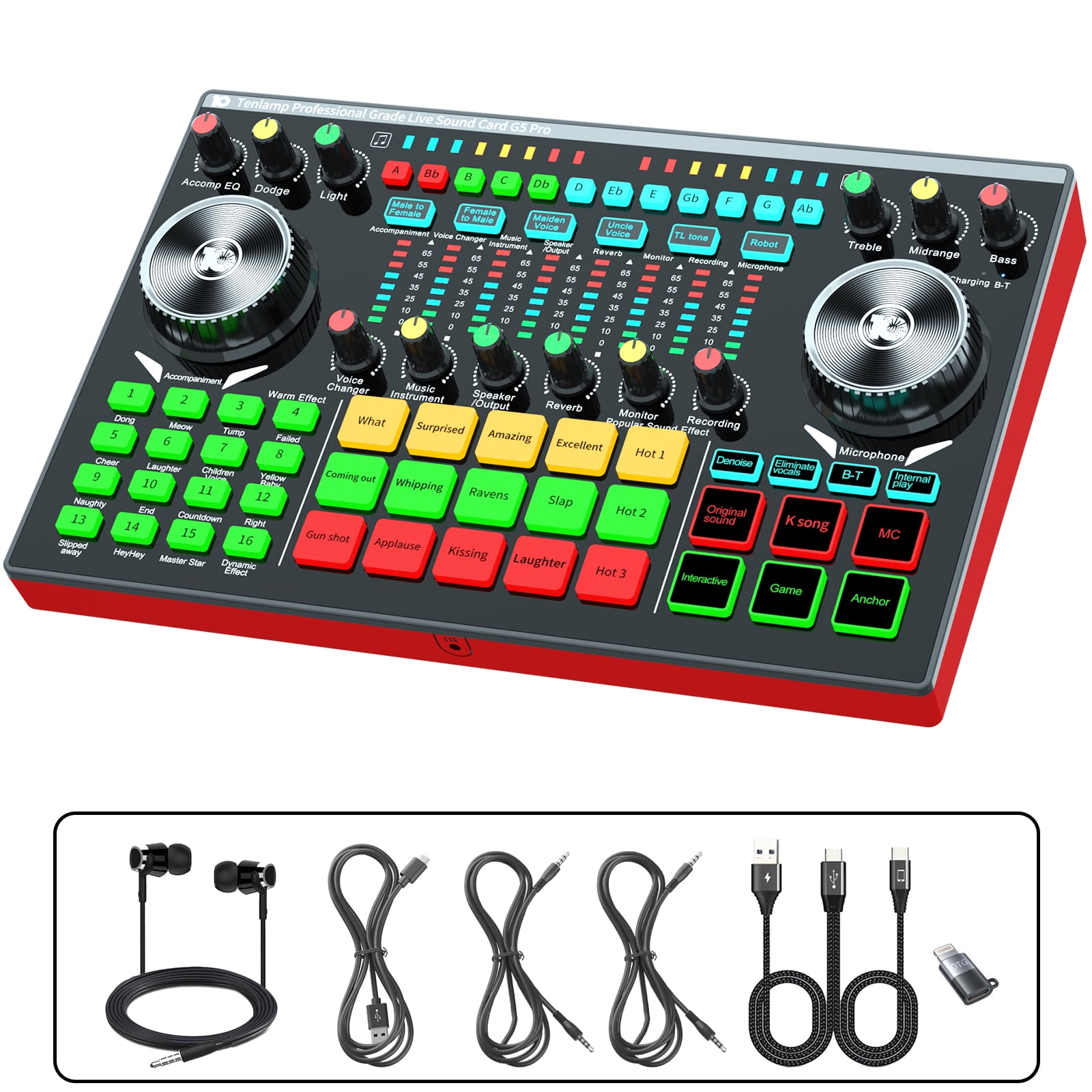 Usb Mixer with Soundboard, Audio Interface with Mixer, Voice Fx, Portable Multi In One Xlr Podcast Production Studio, Used for Mobile Vlog Pc Live Streaming, Recording Games, Youtube