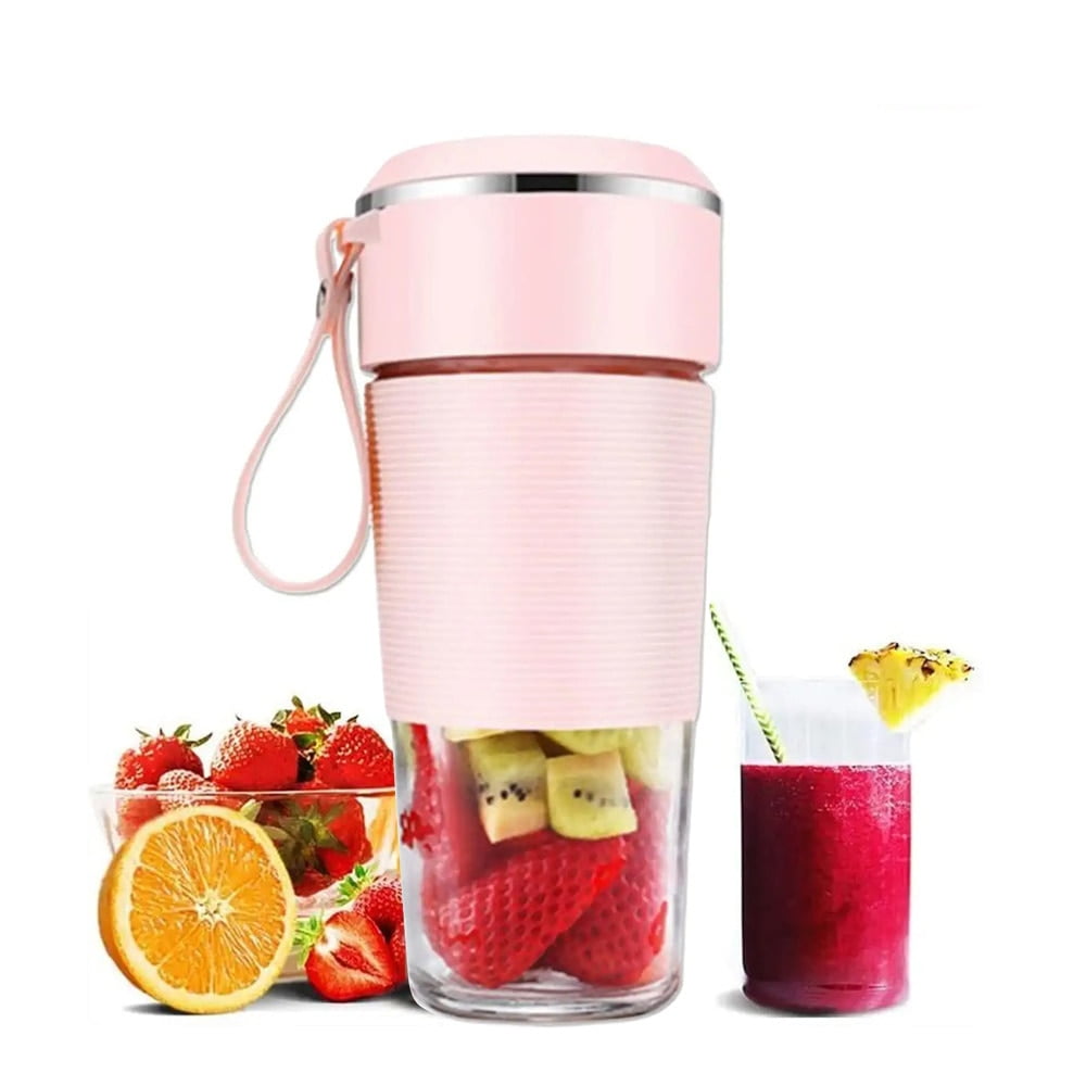 Blender Portable USB 380ml - Mini Mixeur Smoothie 6 Lames 3D - Rechargeable Pour Shakes, Jus Et Voyages (Bleu)