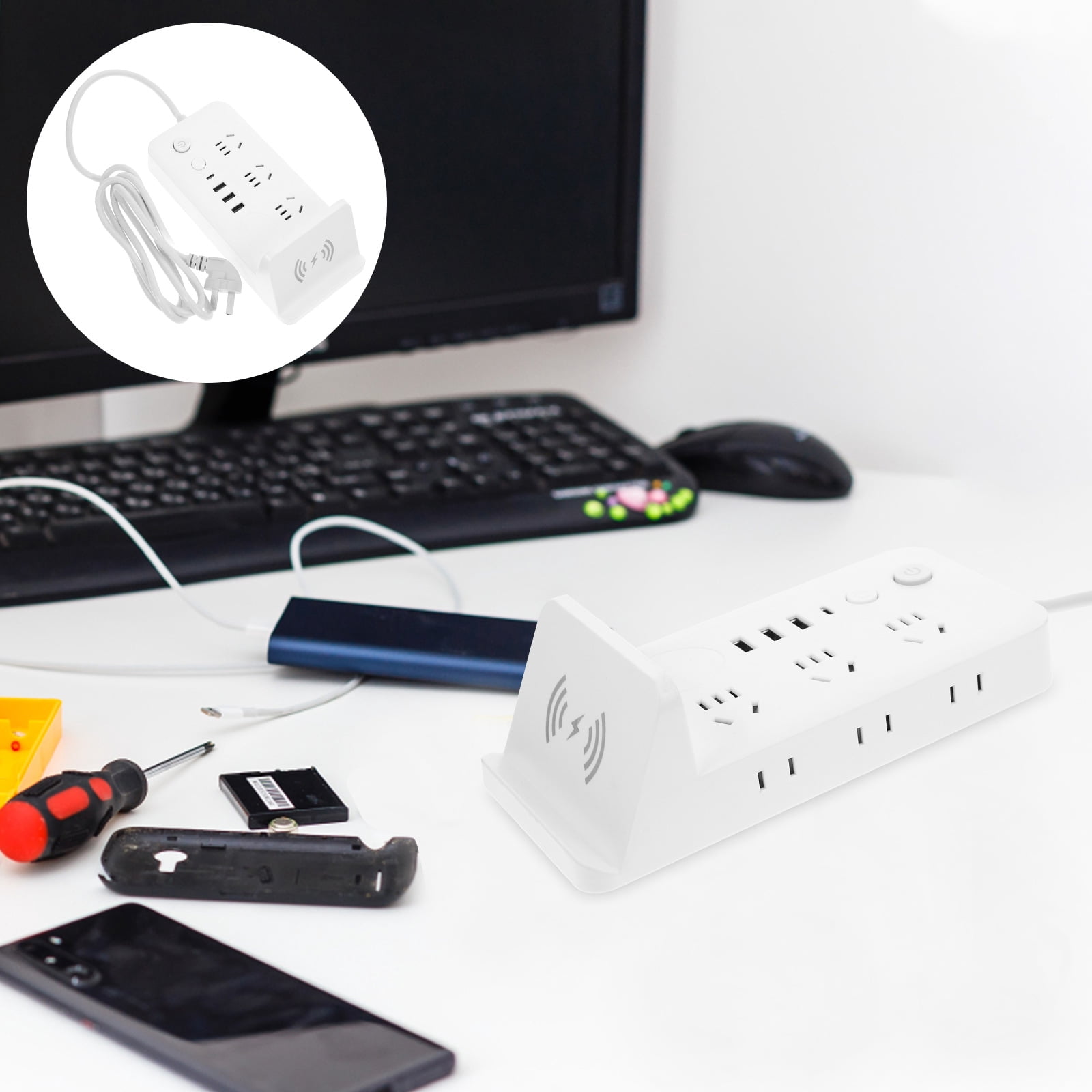 Usb Power Strip,Extension Socket Wireless Charging Triple USB Home Outlet Charging Socket