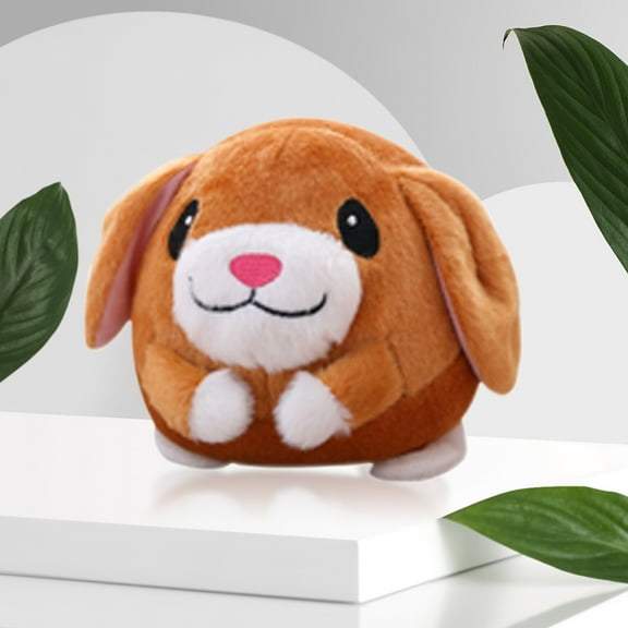 Usb Rechargeable Dog Plush Toy Singing Talking Bouncing Jump Ball Electronic Pet Dog Toy Ball (Brown Dog)