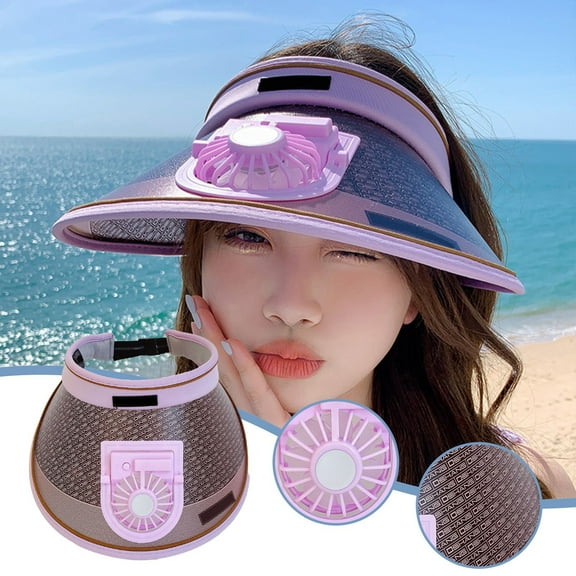 Usb Rechargeable Fan Sun Hat Wide Eaves Summer Hat Breathable Sun Hat Suitable For Outdoor Sports In Purple Nylon Spandex Free Size Purple