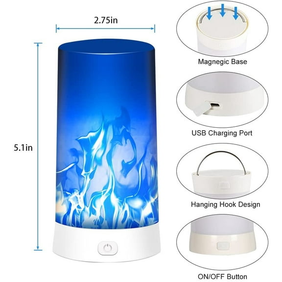Usb Rechargeable Fireplace Light Flashing Flame Light Battery Powered Candle 3 Modes