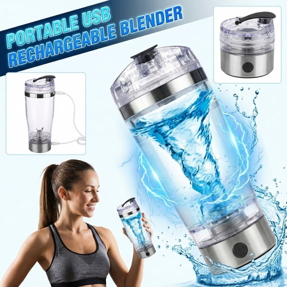 Usb Rechargeable Mixer Cup, Portable Protein Shaker Bottle With Built In Blender, Wireless Charging For Gym And Travel, 500Ml Capacity