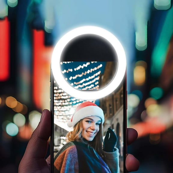 Usb Rechargeable Selfie Ring Light with Clip | 3 Brightness Modes | Portable Phone Light for Makeup, Live Video & Photos