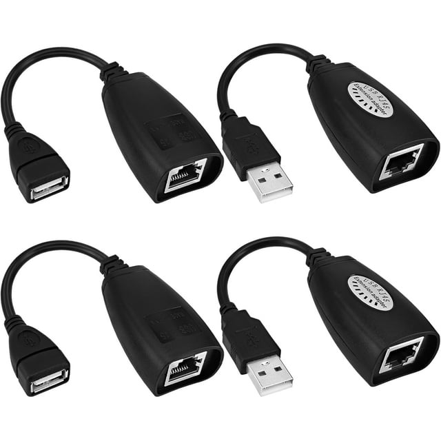Usb Rj45 Extension Adapter, 2 Pairs Usb Rj45 Extender Over Cat5/Cat5E