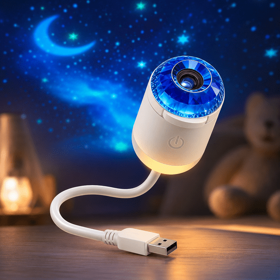 Usb Star Projector Night Light Portable Plug-And-Play Romantic Star Sky Lamp Soft Gentle Mini Light For Car Bedroom Home Decor Holiday Gift White 5Scenes