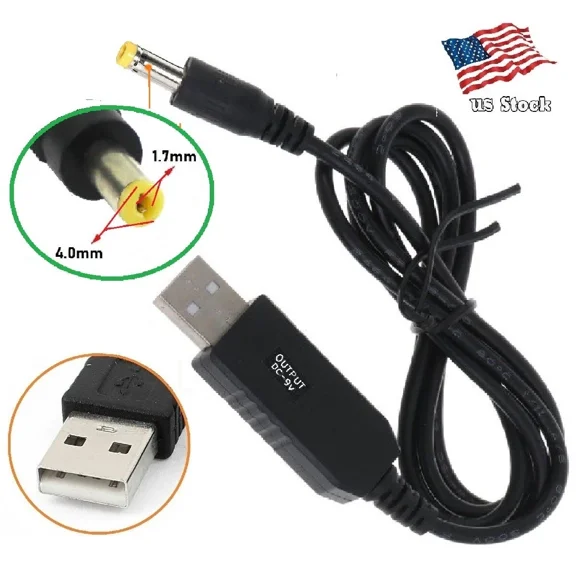 Usb To Dc Power 4.0X1.7Mm Barrel 5-9V 3.3Mm Diameter Charging Cable Cord