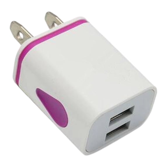 Usb Wall Charger,Double Port Cube Power Adapter,Charger Plug Block Charging Box,Double Port Wall Charging Adapter,Portable Usb Wall Charger Replacement for Most Smartphones and Tablets,US Purple