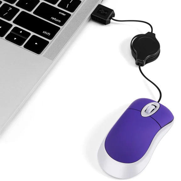 Usb Wired Mouse Retractable Tiny Small Mouse 1600 Dpi Optical Compact8166