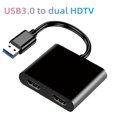 thumbnail image 1 of Usb to Hdmi-compatible 1080p Hd Converter Usb3.0 to Dual Hdmi-compatible Display Adapter for Effect Monitoring Fields, 1 of 9