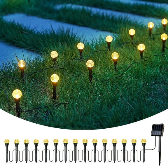 Usbinx Life 15-LED Solar Ground Lights Connected String 5m 15pc Low Voltage Waterproof Garden Landscape Lighting with Rechargeable Battery