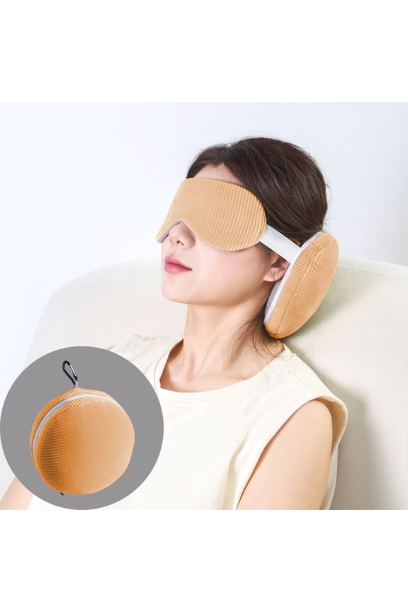 2-in-1 Memory Foam U-Shaped Travel Pillow with Detachable Eye Mask 15 x 30 cm — Neck Support for Flights Trains and Office Naps