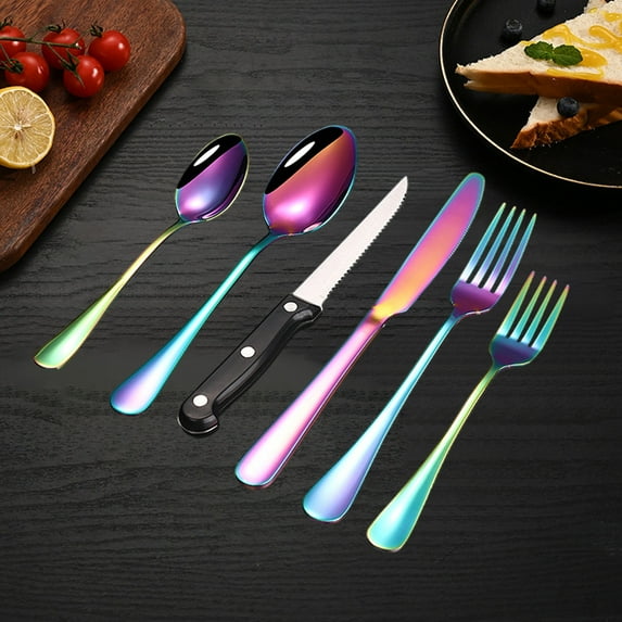 Usbinx Life 6-Piece Stainless Steel Cutlery Set Knife Fork Spoon Hotel Grade Color Options Reusable Durable