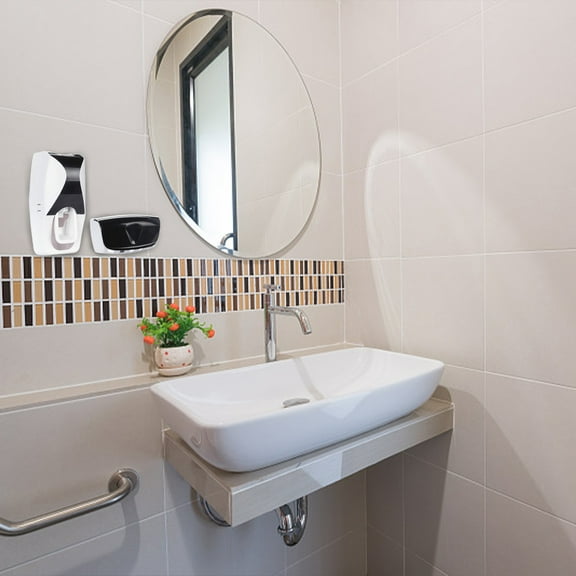 Usbinx Life Automatic Toothpaste Dispenser with Toothbrush Holder Wall Mount Set Hands Free Pump 14.5x7.2x6.5cm