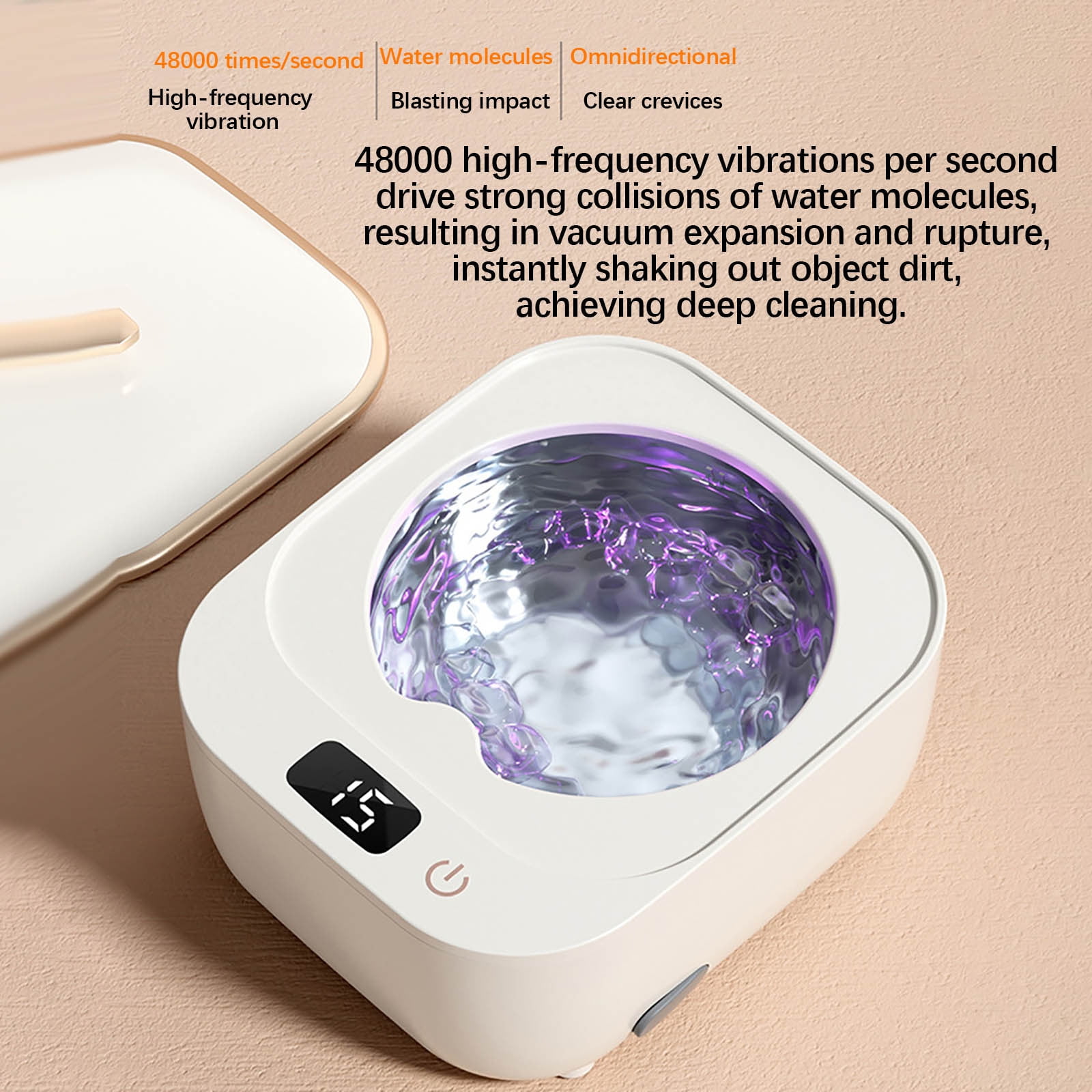 Usbinx Life Automatic Ultrasonic Braces and Denture Cleaner 3 Speed Timer Portable Mini Cleaner for Retainers Jewelry Watches Makeup Brushes Travel Friendly USB Compact