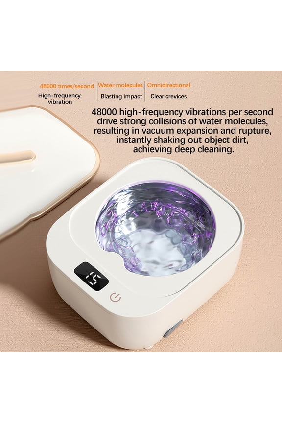 Automatic Ultrasonic Braces and Denture Cleaner 3 Speed Timer Portable Mini Cleaner for Retainers Jewelry Watches Makeup Brushes Travel Friendly USB Compact