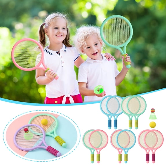 Usbinx Life Badminton Racket Toy Outdoor Sports Leisure Double Racket Set with Tennis and Shuttlecock for Ages 6+
