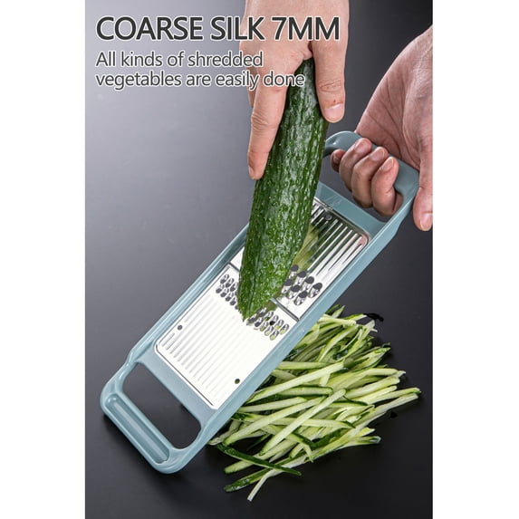 Usbinx Life Blue White Double-Sided Potato Grater Multifunctional Radish Scraper Adjustable Thickness Stainless Steel Kitchen Slicer Compact Modern Safe Manual