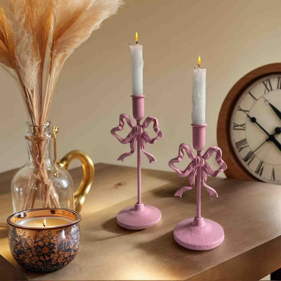 Usbinx Life Christmas Decoration, Modern Metal Candlestick Romantic Table Candlelight Dinner Decorative 19.5x10cm Metal Candlestick Single Piece