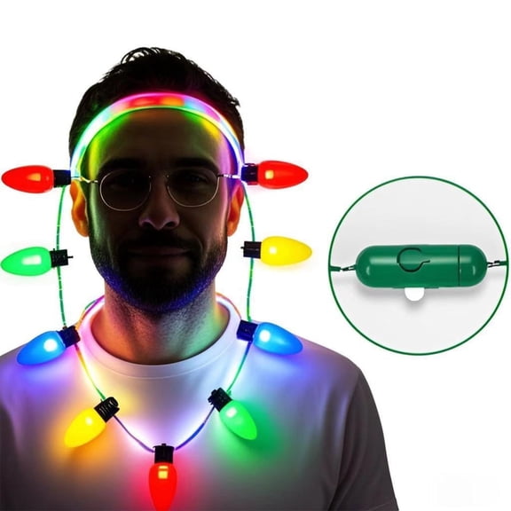 Usbinx Life Christmas Decorations, Christmas LED Large Bulb String Necklace 9 Multicolor Lights Wearable Festive Party Accessory for Holiday Gatherings Ugly Sweater Decorations 1 Piece