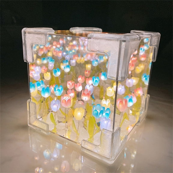 Usbinx Life DIY Flower Mirror Night Light Kit 3D Handmade LED Mirror Lamp Craft Set Romantic Gift for Bedroom Desk Decor Anniversary Birthday Present 1 Pack