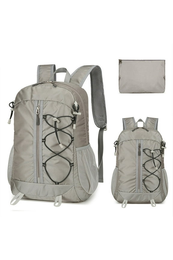 DIY Large Capacity Foldable Outdoor Backpack Lightweight Water Repellent Drawstring Bag for Hiking Travel Sports Blue