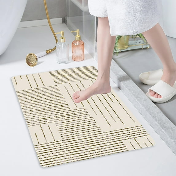 Usbinx Life Diatomaceous Bath Mat 40 x 60 cm — Fast Absorbent Non-Slip Bathroom Rug with Rubber Backing (Black/Beige)