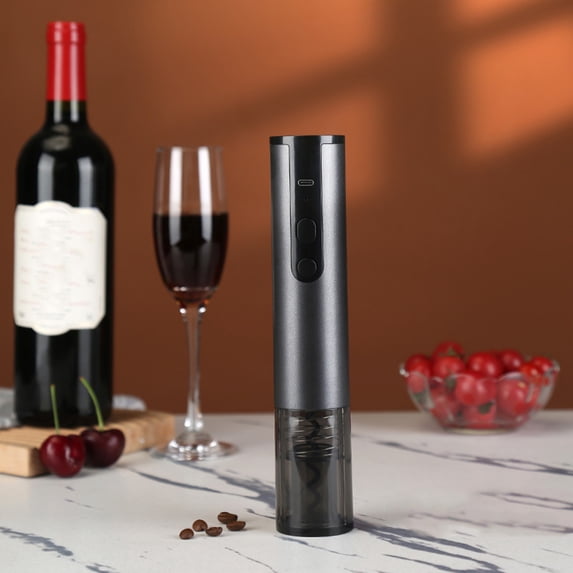 Usbinx Life Electric Rechargeable Wine Bottle Opener Automatic Cork Remover with Foil Cutter USB Charging Modern Tabletop Bar Accessory 4.5x23cm
