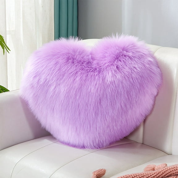 Usbinx Life Faux Heart Shape Pillow Plush Decorative Kids Cushion Soft Living Room Bedroom Dining Office Sofa Throw 35x45cm Stitched Insert White Pink Red Purple Gift