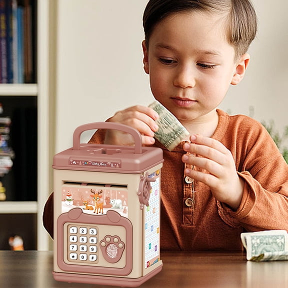 Usbinx Life Fingerprint Password Money Bank Lock Box Hand Crank Coin Bank Secure Savings Box for Cash Jewelry Valuables Kids Financial Learning Gift
