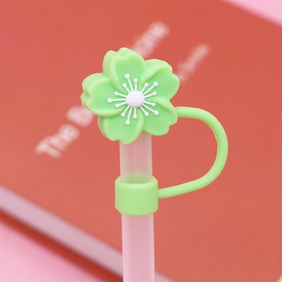 Usbinx Life Food Grade Silicone Straw Cap Splash Proof Flower Pattern Straw Cover 10mm for Reusable Straws 4 Pack