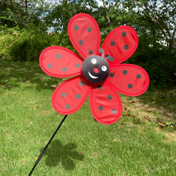 Usbinx Life Garden Windmill Propeller Cute Plastic Ladybug Balcony Patio Outdoor Yard Decoration Kids Toy 1 Piece