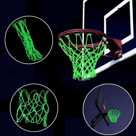 Usbinx Life Glow in the Dark Basketball Net Heavy Duty Nylon Luminous Hoop Net Fits Standard Rim Weatherproof Outdoor Indoor Court Replacement Net Green White 1 Piece 17.3 in