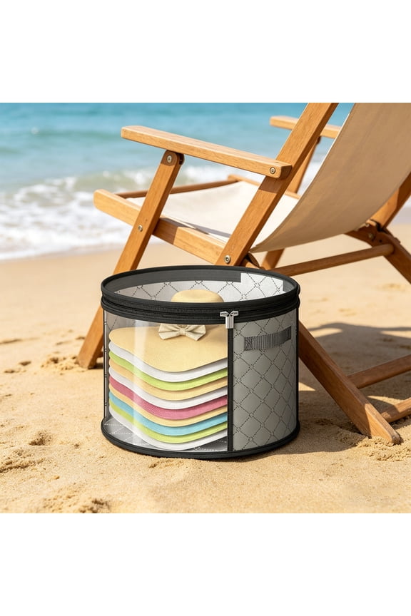 Hat Storage Box with Clear Window Dustproof Zipper Organizer for Wide Brim Hats Straw Hats Fedoras Cowboy Hats and Caps Foldable Non Woven Bag