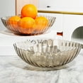 thumbnail image 1 of Usbinx Life Lightweight Clear Plastic Fruit Bowl Set of 2 Ripple Design Decorative Serving, 1 of 6