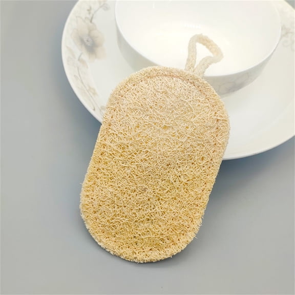 Usbinx Life Natural Loofah Dish Scrubber Plant Fiber Pot Brush Eco Friendly Biodegradable Loofah Scouring Pad Gentle on Tableware Thick Durable Kitchen Cleaning Tool 1 Piece
