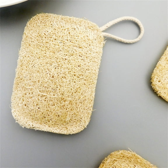 Usbinx Life Natural Loofah Dish Scrubber Plant Fiber Pot Brush Eco Friendly Biodegradable Loofah Scouring Pad Gentle on Tableware Thick Durable Kitchen Cleaning Tool 1 Piece