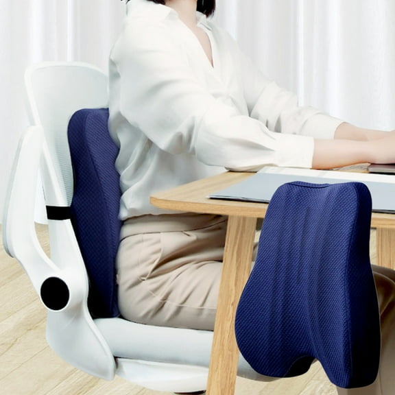 Usbinx Life Office Chair Lumbar Cushion Sedentary Foam Back Support Pillow Ergonomic Wide Thick for Home Car Blue Pink Gray 15.76*15.76*3.15in