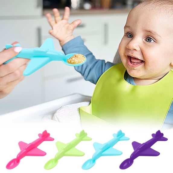 Usbinx Life Plastic Airplane Shaped Spoon Food Grade Lightweight Kids Rice Spoon 17.5x10.5x2.5cm Multi Color