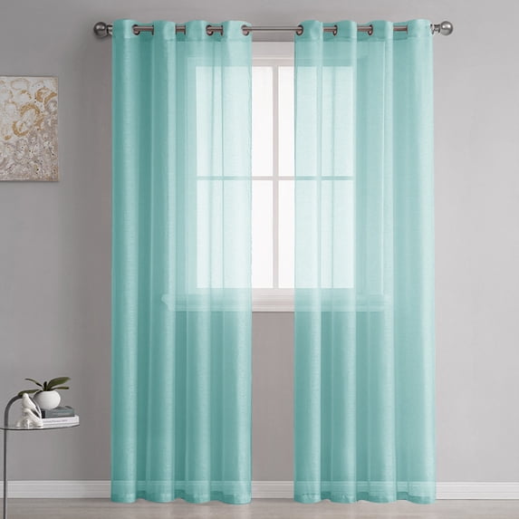 Usbinx Life Semi Sheer Linen Window Curtain Panel 100x250cm 39x98in Grommet Top Lightweight Drapery Single Panel Bedroom Living Room