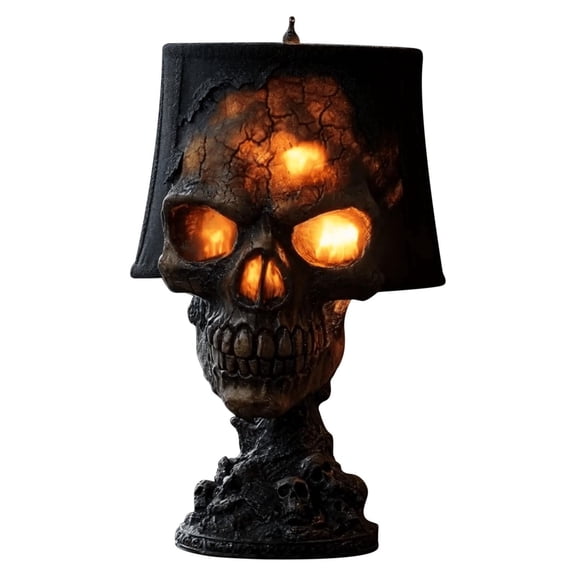 Usbinx Life Skull LED Lamp Halloween Decor Resin Spooky Table Light Battery Operated Eerie Glow for Party Gothic Room Decor Display Prop