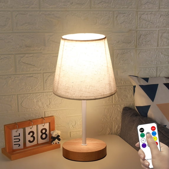 Usbinx Life Solid Wood LED Desk Lamp with Linen Shade USB Powered Adjustable Modern Study Light 27x10x10cm