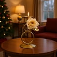 thumbnail image 1 of Usbinx Life Valentine's Day Decoration, Yellow Metal Candle Holder Modern Tabletop Candlestick Iron Home Decor 12.5x7x7cm Compact Romantic Candle Stand Single Piece, 1 of 6