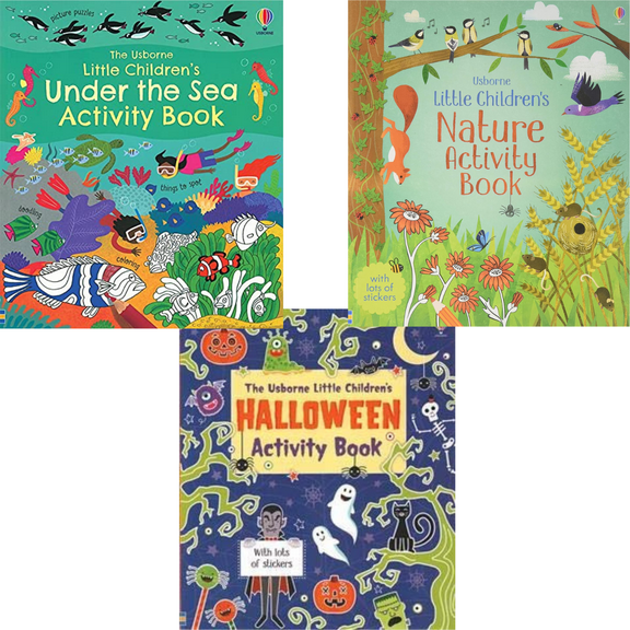 Usborne Little Children's Under The Sea Activity Book; Nature Activity Book; Halloween Activity Book (Paperback Collection)