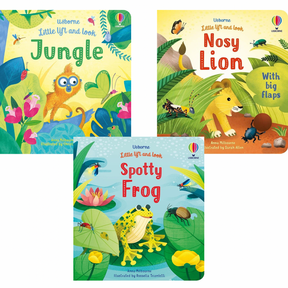Usborne Little Lift And Look Set (3) : Spotty Frog; Jungle; Nosy Lion (Board Book Collection)