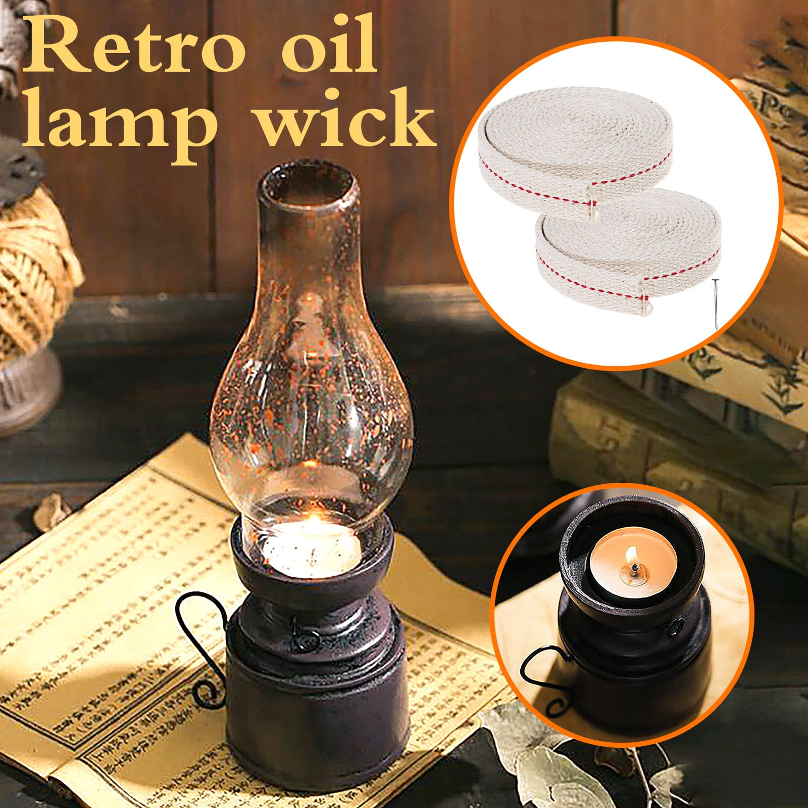 Uscallm 2 Rolls 3.2ft Oil Lamp Wicks Cotton Flat Wick White Replacement Wick for Oil Burners Kerosene Lantern Paraffin Oil Wick Lightning Deals Sales Today Clearance Only