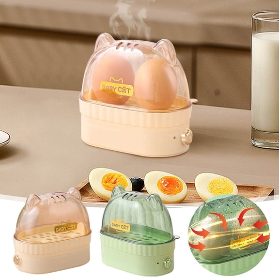 Uscallm 2Pcs Automatic Shut Off Egg Cooker, Automatic Egg Cooker, Smart Breakfast Machine For Home Dormitory Office, Fast Boil Perfect Hard Soft Boiled Eggs