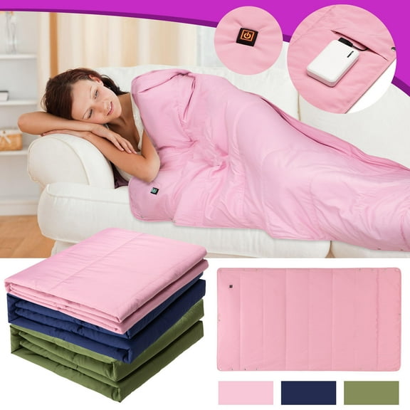 Uscallm 2Pcs Heated Shawl Office Blanket, Smart Charging Heated Blanket, Office Heating Shawl Electric Throw, Fast Warming Dual Zone Heated Quilt, Usb Powered Portable Heating Pad For Adults