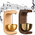 thumbnail image 1 of Uscallm 2Pcs Magnetic Beech Wood Doorbell, Dopamine Doorbell Chime, Magnetic Adhesive Wooden Doorbell For Shop Entrance, Vintage Brass Hanging Chime Alert, Decorative Wall Mounted Store Doorbell, 1 of 8