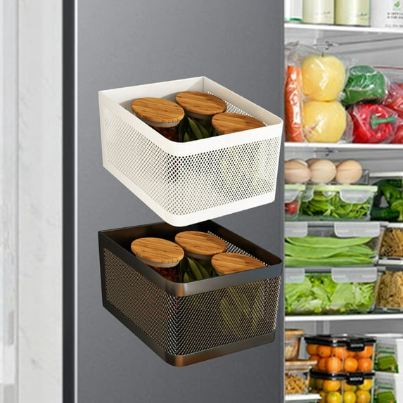 Uscallm 2Pcs Magnetic Refrigerator Side Storage, Magnetic Kitchen Storage Box, Refrigerator Side Organizer No Punch Space Saver, Smart Home Gadget Fridge Organizer, Premium Magnetic Hanging Bag Shelf